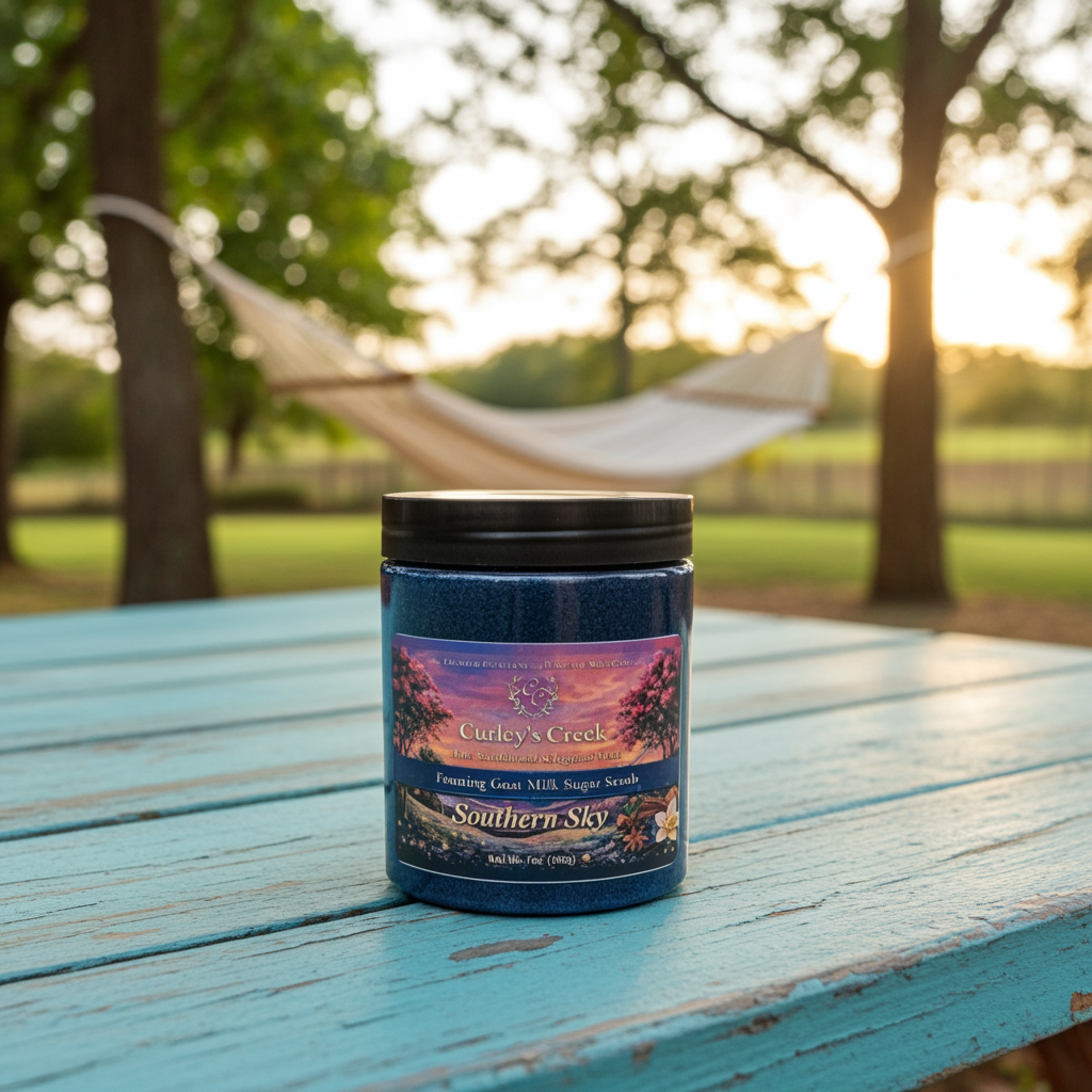 Goat Milk Foaming Sugar Scrub | Southern Sky | Charcoal Infused | Curley’s Creek®