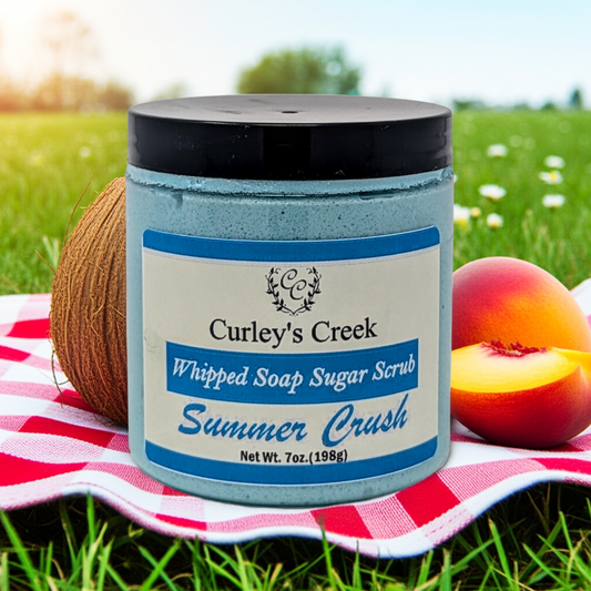 💖 Summer Crush | Whipped Soap Sugar Scrub | Pistachio & Coconut | 7oz | Curley's Creek