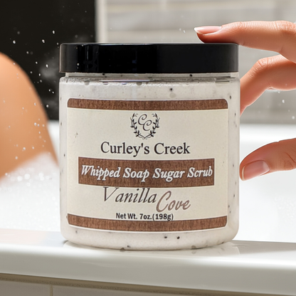 🍦Vanilla Cove | Whipped Soap Sugar Scrub | Handmade Natural Skincare | 3.5oz | 7oz | Exfoliating | Curley's Creek