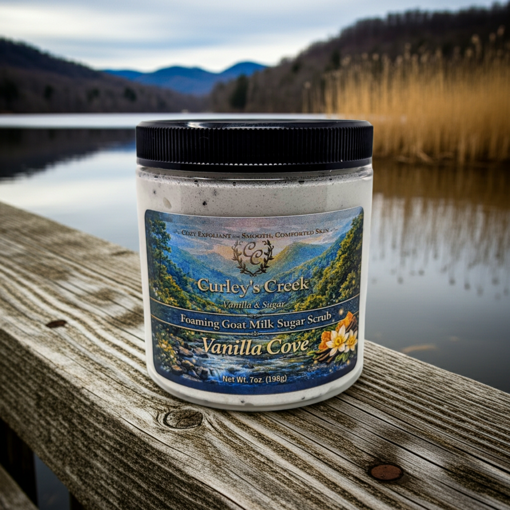 🍦 Vanilla Cove | Foaming Goat Milk Sugar Scrub | Handmade Natural Skincare | Exfoliating & Moisturizing | Curley’s Creek