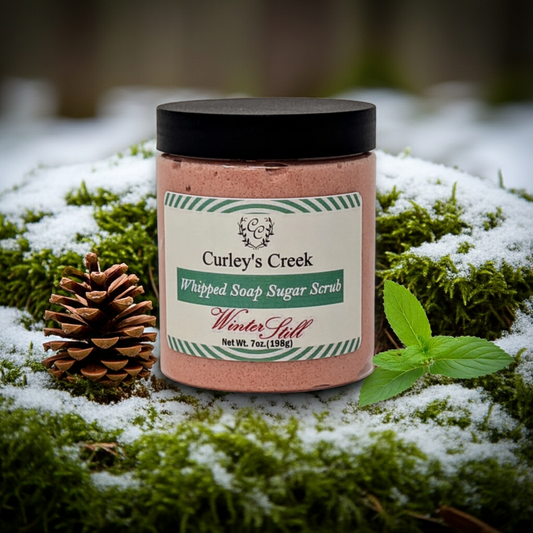 🫧 🌲 Winter Still | Whipped Soap Sugar Scrub | Exfoliating Body Polish | Winter Fresh | Curley’s Creek