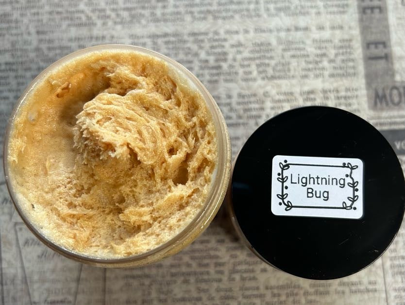 Lightning Bug Whipped Sugar Scrub | Sweet Herbal Body Scrub | 4oz & 8oz | Amber Vanilla Musk | Handmade Farmhouse Skincare