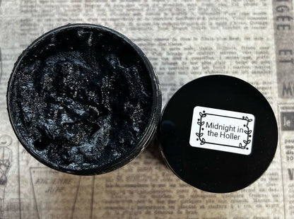 Midnight in the Holler Whipped Sugar Scrub | Patchouli Vanilla Musk Exfoliant | 4oz & 8oz | Handmade Farmhouse Skincare