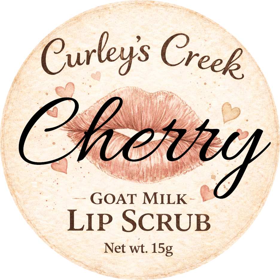 Goat Milk Lip Scrub | Exfoliating Sugar Scrub for Soft Lips | Honey, Peppermint, Cherry, Vanilla | Curley's Creek®