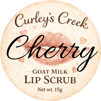 Goat Milk Lip Scrub | Exfoliating Sugar Scrub for Soft Lips | Honey, Peppermint, Cherry, Vanilla | Curley's Creek®