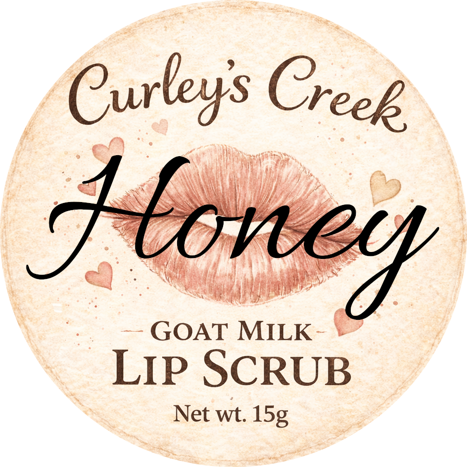 Goat Milk Lip Scrub | Exfoliating Sugar Scrub for Soft Lips | Honey, Peppermint, Cherry, Vanilla | Curley's Creek®