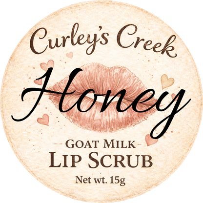 Goat Milk Lip Scrub | Exfoliating Sugar Scrub for Soft Lips | Honey, Peppermint, Cherry, Vanilla | Curley's Creek®