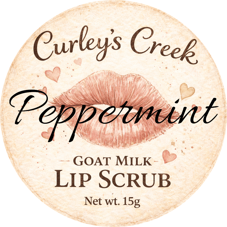 Goat Milk Lip Scrub | Exfoliating Sugar Scrub for Soft Lips | Honey, Peppermint, Cherry, Vanilla | Curley's Creek®