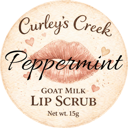 Goat Milk Lip Scrub | Exfoliating Sugar Scrub for Soft Lips | Honey, Peppermint, Cherry, Vanilla | Curley's Creek®