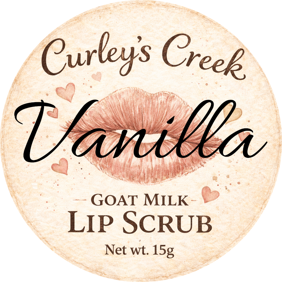Goat Milk Lip Scrub | Exfoliating Sugar Scrub for Soft Lips | Honey, Peppermint, Cherry, Vanilla | Curley's Creek®