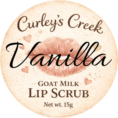 Goat Milk Lip Scrub | Exfoliating Sugar Scrub for Soft Lips | Honey, Peppermint, Cherry, Vanilla | Curley's Creek®