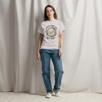 🌿 Support Your Local Soap Maker | Botanical Graphic Tee | Unisex 100% Cotton | Curley's Creek