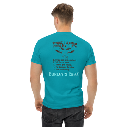 🐐 Goat Lessons | Unisex 100% Cotton Tee | Goat Humor | XS-3X | Curley's Creek
